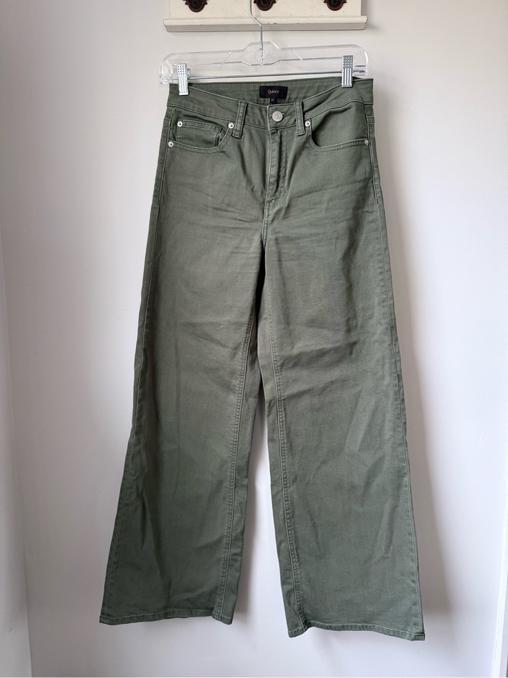 Quince Olive Green Wide-Leg Jeans